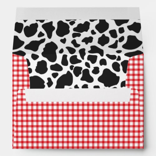 Cow Print Red Plaid Envelope  A7 Size  5x7 Card