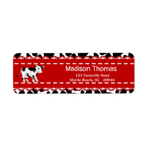 Cow Print Return Address Label