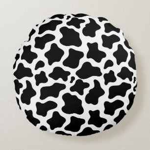 Cow Print Round Throw Pillow
