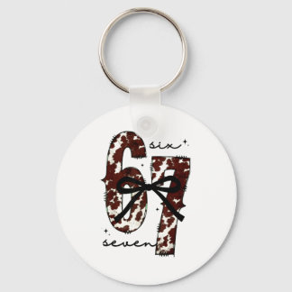 Cow Print Six Seven Western 67 Six Seven Coquette Keychain