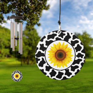 Cow Print Sunflower Wind Chime