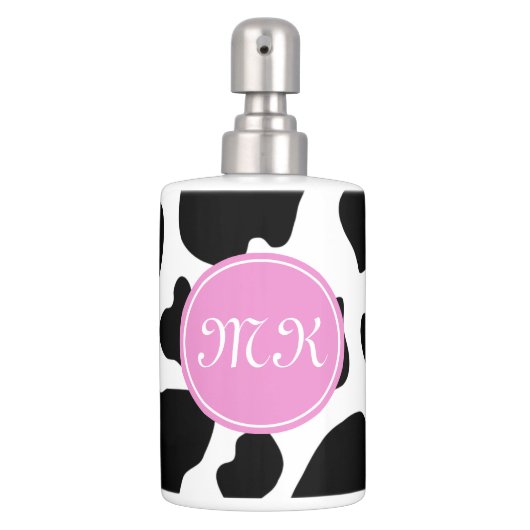 Cow print Toothbrush Holder and Soap Dispenser Set (Front)