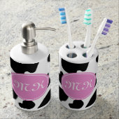 Cow print Toothbrush Holder and Soap Dispenser Set (Front)