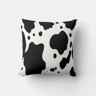 Cow Print – Trendy Black & White Pattern Throw Pillow