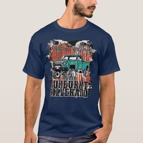 Cow Print Truck Dodging Potholes In My Sunburnt We T_Shirt