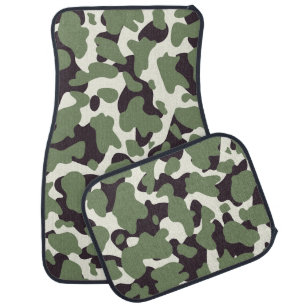 Cow print Western Coastal Cowgirl Green Camo Car Floor Mat