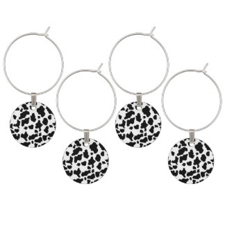 Cow Print Wine Charms