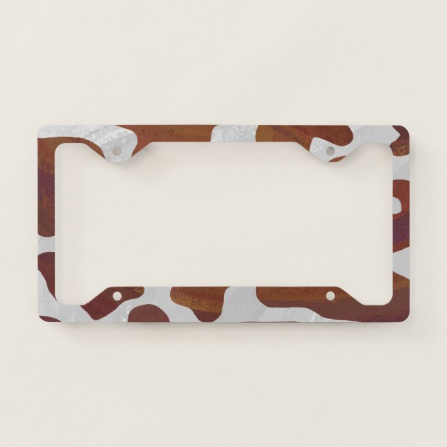 Cow print with Brown and White License Plate Frame (Front)
