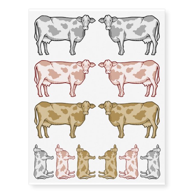 Cow Profil Temporary Tattoos (Front)