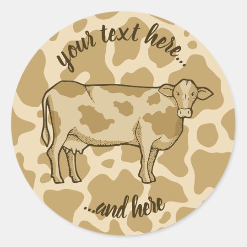 Cow Profile Classic Round Sticker