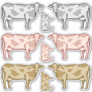 Cow Profile Sticker Set