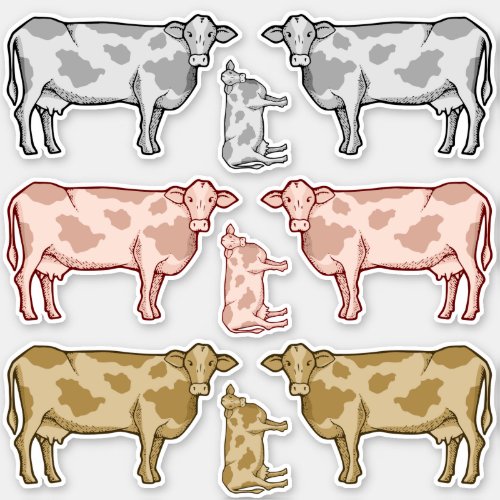 Cow Profile Sticker Set