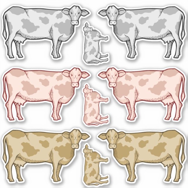 Cow Profile Sticker Set (Front)