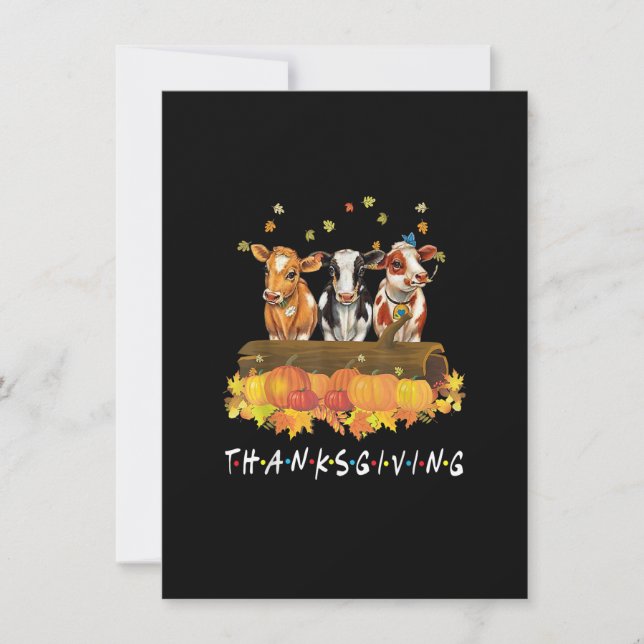 Cow Pumpkin Fall Farm Animals Thanksgiving Thankfu Invitation (Front)