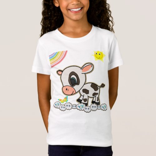 Cow Rainbow Girls T_shirt