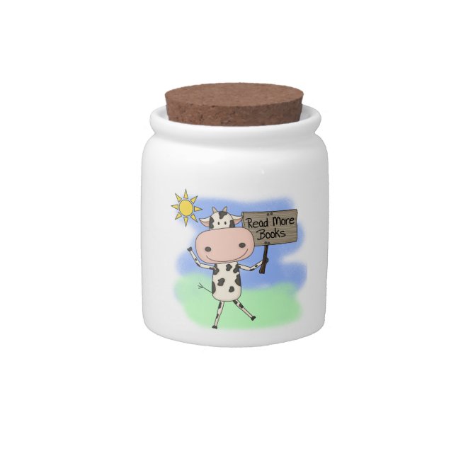 Cow Read More Books Candy Jar (Front)