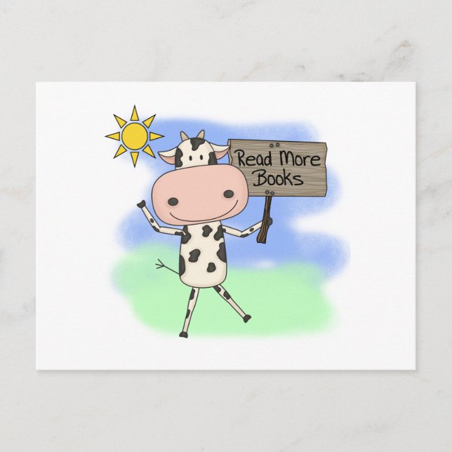 Cow Read More Books Postcard (Front)