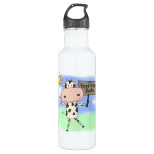 Cow Read More Books Water Bottle