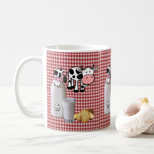 Cow Red Plaid Bread Mug (With Donut)
