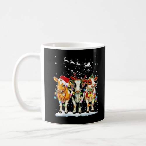 Cow Reindeer Hat Santa Christmas Light Funny Xmas  Coffee Mug