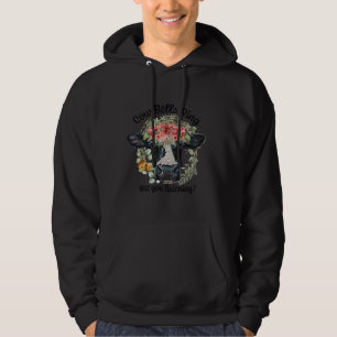 Cow Reindeer Hat Santa Christmas Lights Funny Cow  Hoodie