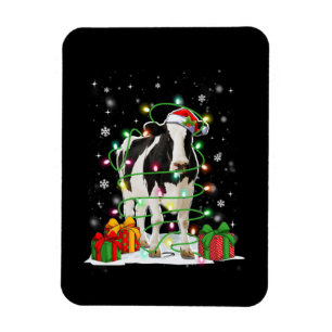 Cow Reindeer Hat Santa Christmas Lights Funny Cow Magnet