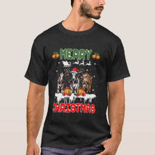 Cow Reindeer Hat Santa Christmas Lights Funny Cow T-Shirt
