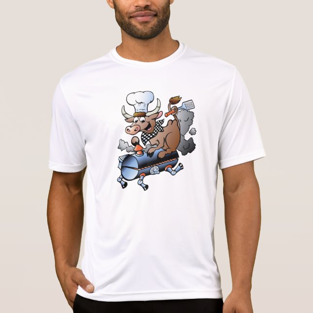 Cow Riding A BBQ Mens Active Tee (Front)