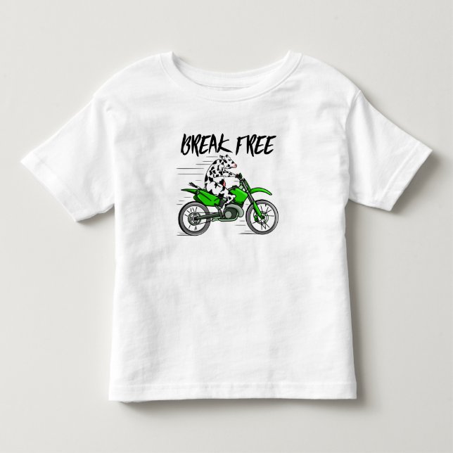 Cow riding a green motor cross bike toddler t-shirt (Front)