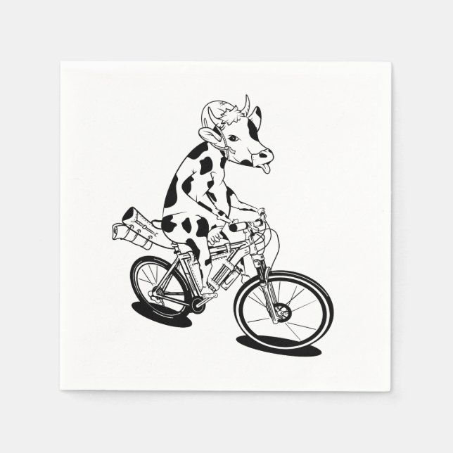 Cow riding a mountain bike napkins (Front)