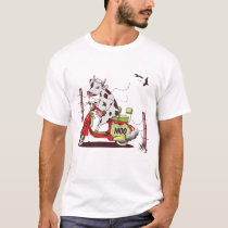 Cow riding a retro motorcycle T-Shirt