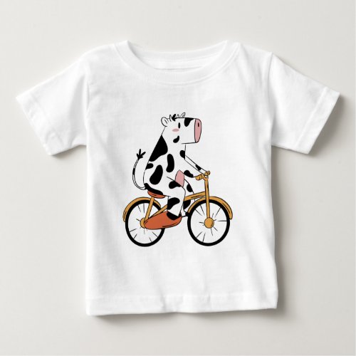 Cow riding bicycle design baby T_Shirt