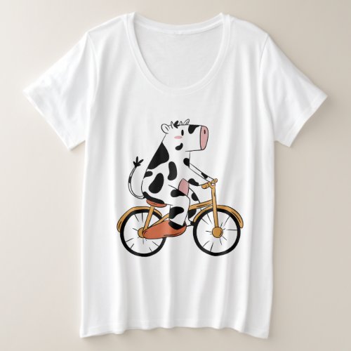 Cow riding bicycle design plus size T_Shirt