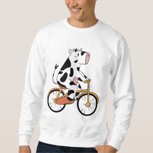 Cow riding bicycle design sweatshirt