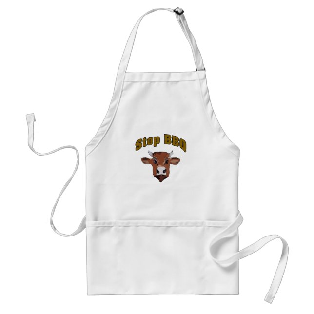 Cow Roast, Stop BBQ Protest Adult Apron (Front)
