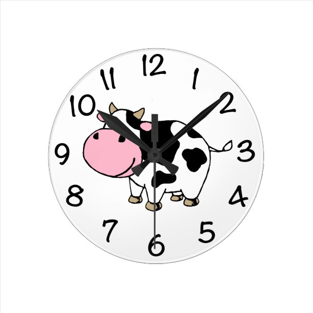 Cartoon Cow Wall Clocks | Zazzle