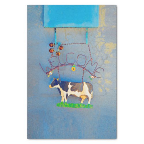 Cow Rustic Blue Country Western Farm Decoupage Tissue Paper
