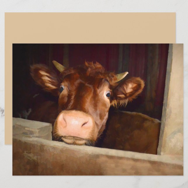 Cow Rustic Brown Country Barn Funny Farm (Front/Back)