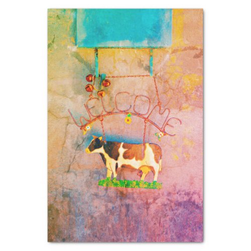 Cow Rustic Colorful Country Western Farm Decoupage Tissue Paper