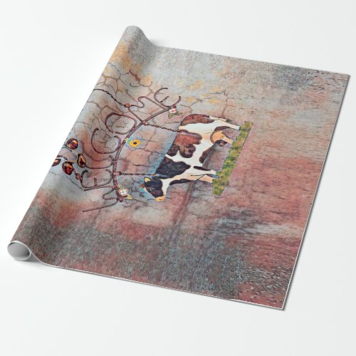 Cow Rustic Country Western Farm Decoupage Wrapping Paper