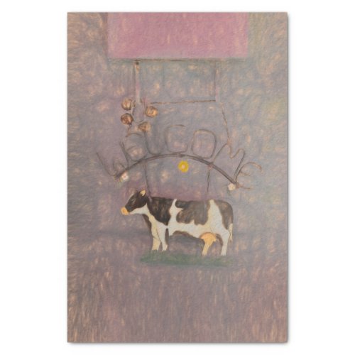 Cow Rustic Country Western Farm Pink Decoupage Tissue Paper