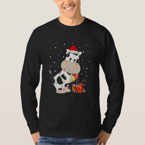 Cow Santa Christmas Lights Matching Family Group T T_Shirt