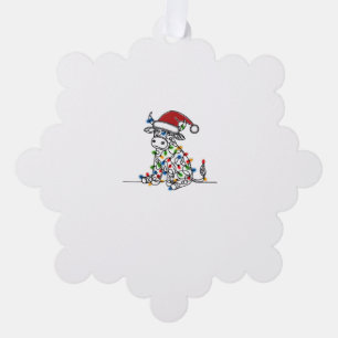Cow Santa Christmas Lights  Ornament Card