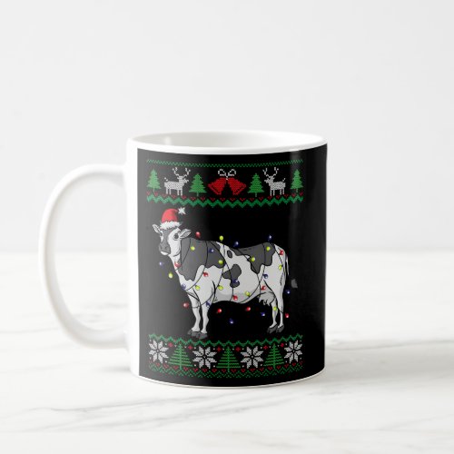 Cow Santa Claus Lights Dairy Farmer Ugly Coffee Mug