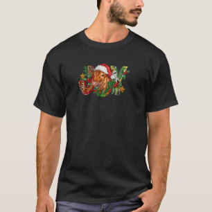 Cow Santa Hat Xmas Lights Funny Cow Christmas Joy T-Shirt