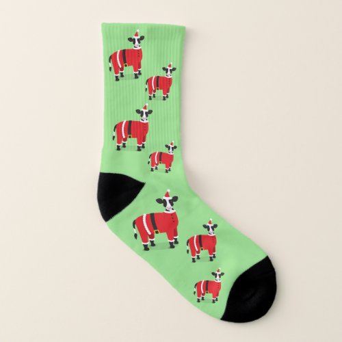 Cow Santa Novelty Christmas Socks