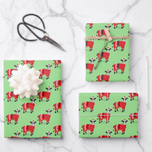 Cow Santa Novelty Christmas Wrapping Paper Sheets