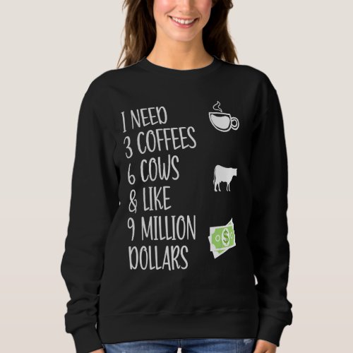 Cow Saying I Need 3 Coffees 6 Cows  Cow  Farmer Sweatshirt