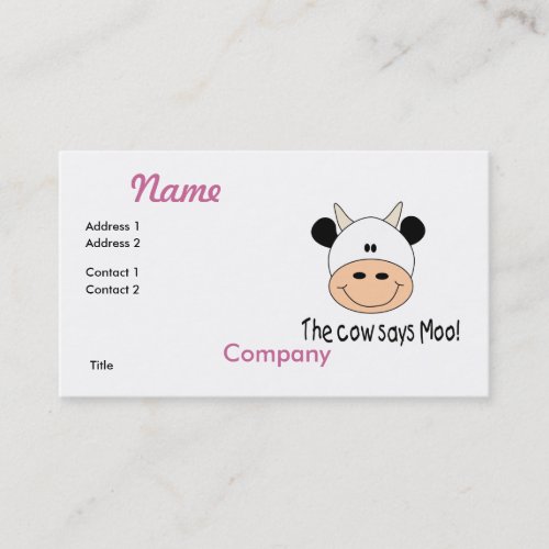 Cow Says Moo Business Card Template