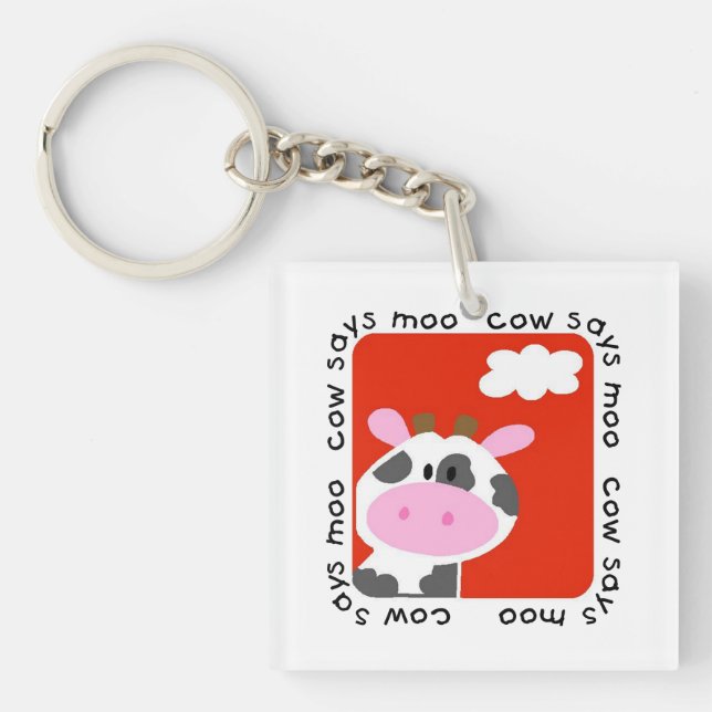Cow Says Moo Keychain (Front)